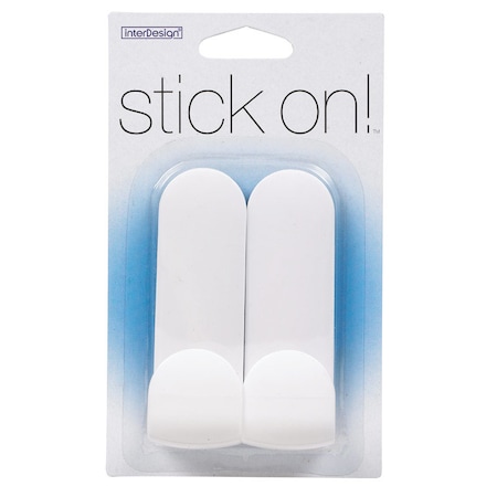 Interdesign iDesign 4 in. L White Plastic Small/Medium Stick On! Tall Hook 2 pk 17301